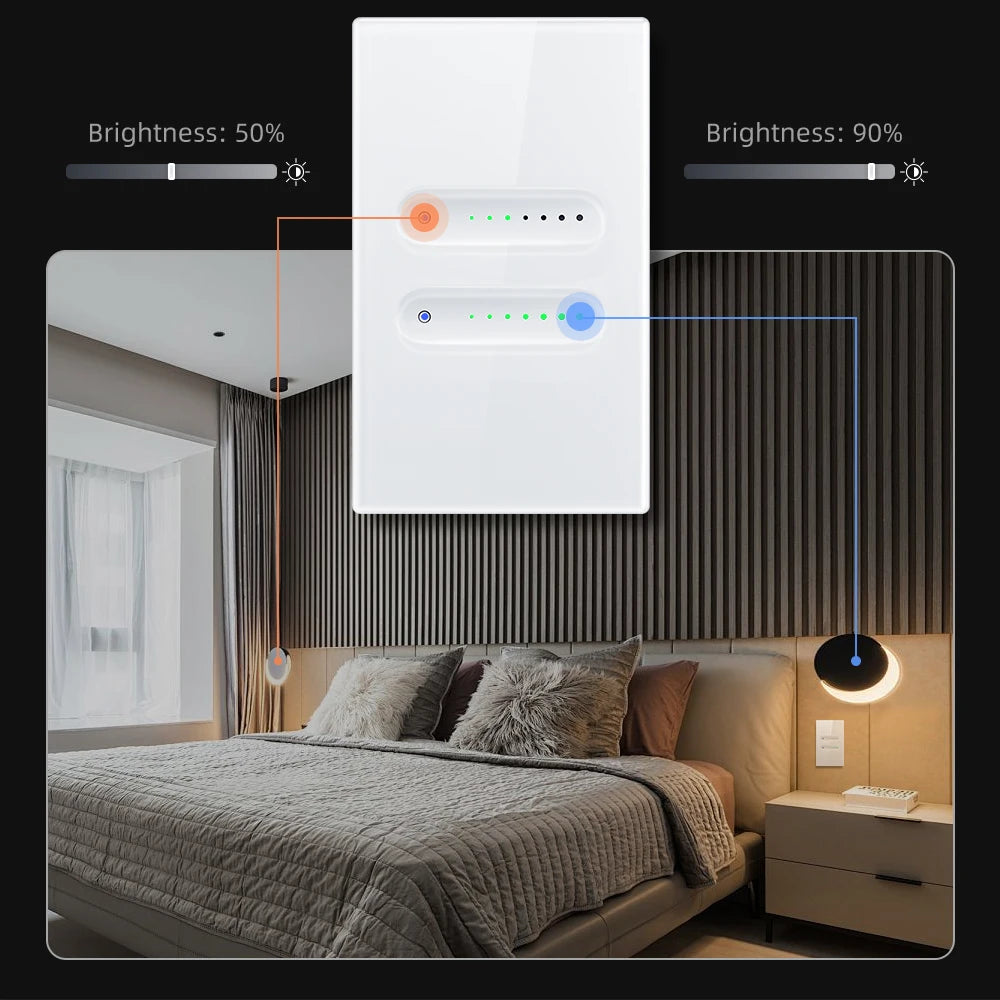 AVATTO Tuya WiFi Smart Dimmer Switch 1/2 Gang Dimmer Light Switch Touch Panel APP Remote Control for Alexa, Google Home