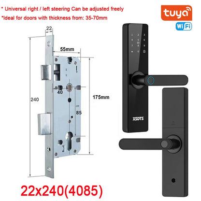 Tuya WiFi Electronic Smart Door Lock – Biometric Fingerprint, Smart Card, Password, Key Unlock & USB Emergency Charge