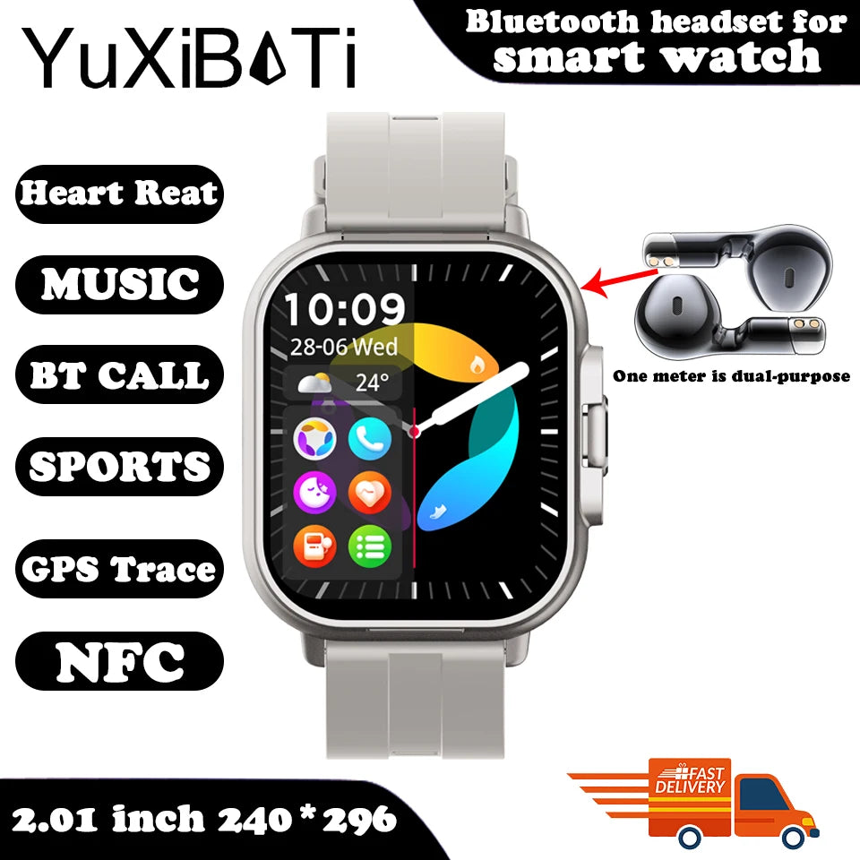 2024 2-in-1 Smart Watch with Earphone | Bluetooth Call, GPS, Heart Rate Monitor & Music Playback