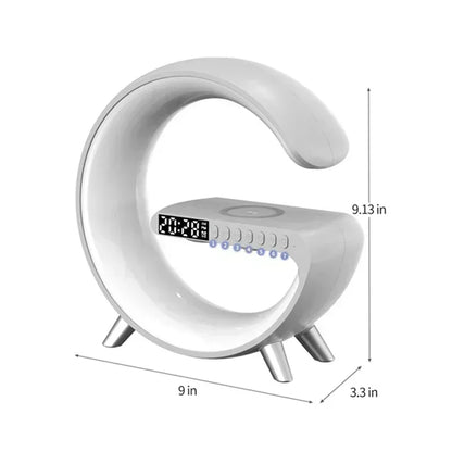 Wireless Charging Station with Bluetooth Speaker, LED RGB Night Light & Alarm Clock