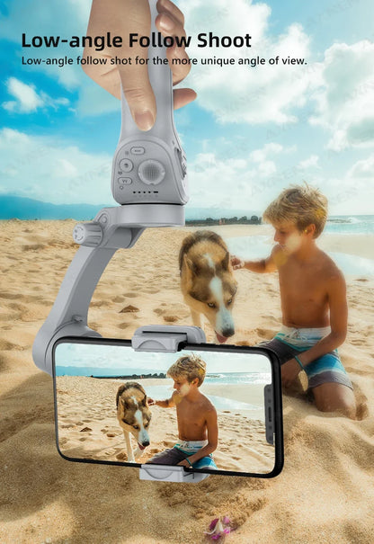 AXNEN Smart 3-Axis Handheld Gimbal Stabilizer for Smartphone with Fill Light for iPhone, Android, Face Tracking, TikTok Vlog Kit