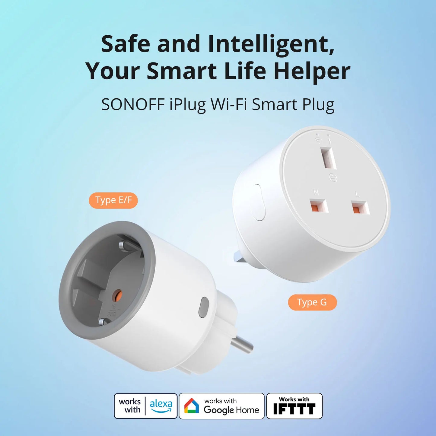 SONOFF iPlug S60 EU/UK Wi-Fi Smart Socket Overload Protection Timer Smart Scene Remote Control via eWeLink Alexa Google IFTTT