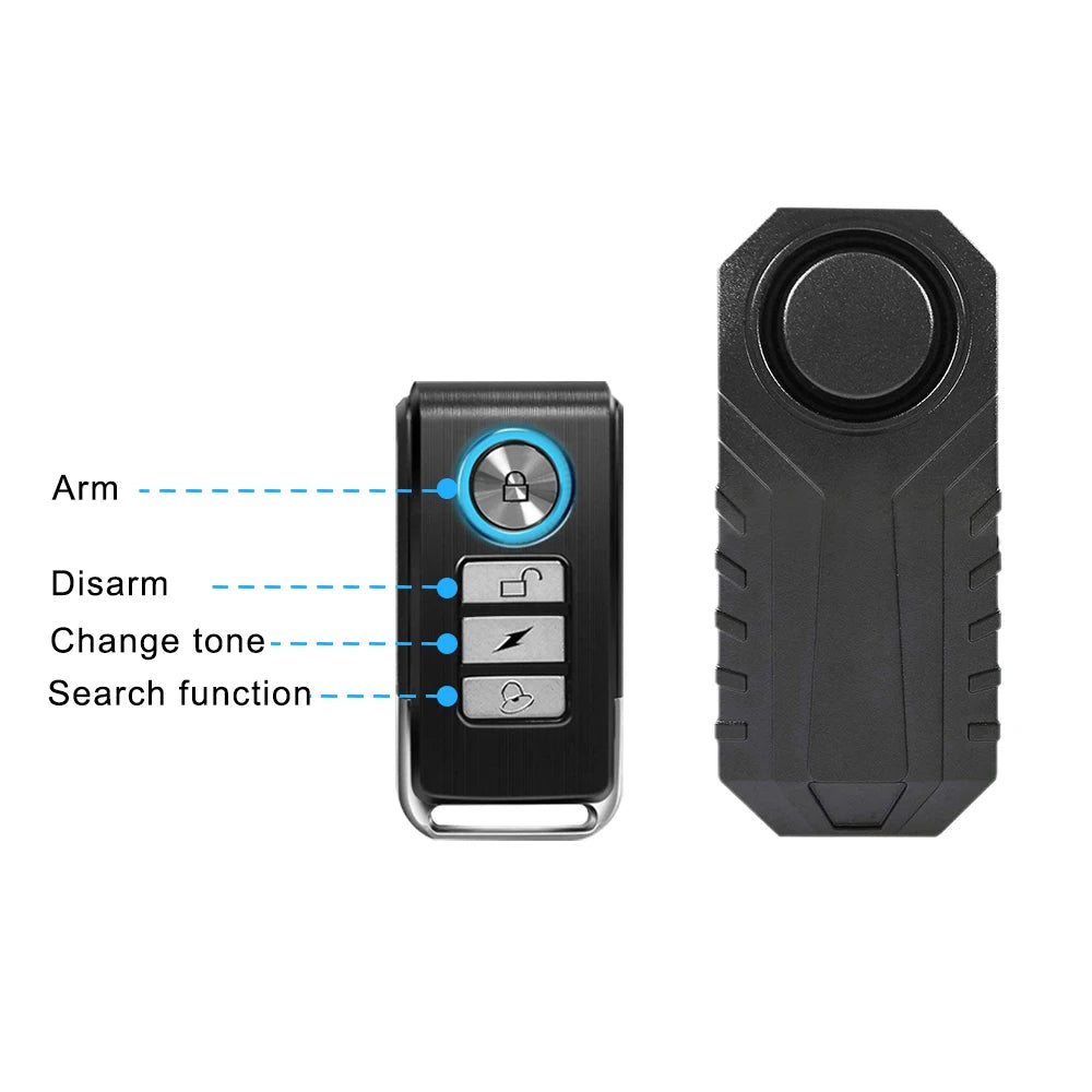 ELECTOP Bicycle Alarm – 113dB Anti-Theft Wireless Vibration with Remote Control