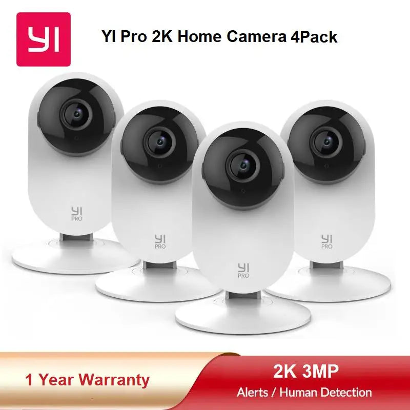 2025 YI 4pc 2K Home Pro Camera | 3MP Wi-Fi IP Security Surveillance System with Night Vision for Baby Monitoring (iOS & Android)