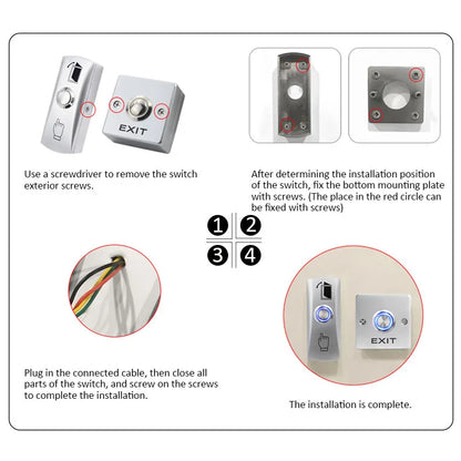 Ximiir Door Exit Release Button Zinc Alloy Panel for Door Access Control System