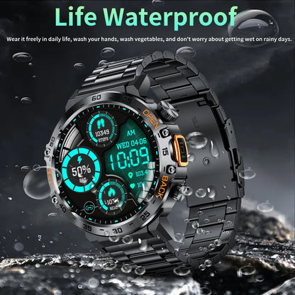 LIGE 2024 Smart Watch for Men – 360° AMOLED HD Screen, Waterproof Fitness Tracker with Flashlight