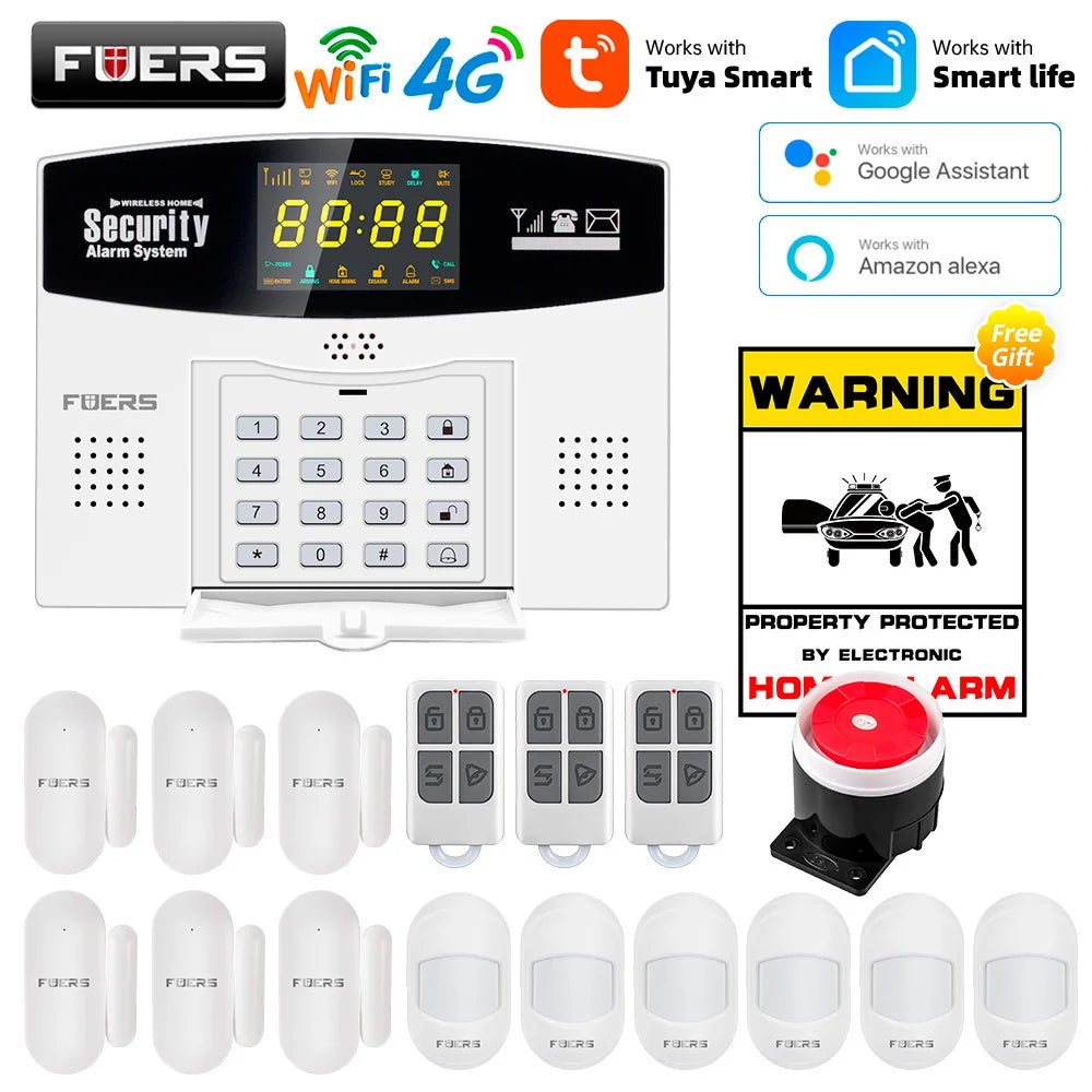 Fuers Tuya Smart WIFI 4G GSM Alarm System – Wireless Security with Motion Sensors, Alexa & Google Control