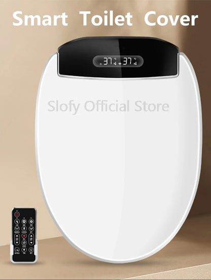 Smart Toilet Cover Bidet with Remote Control, Black LED Nightlight, Multiple Spray Modes, and Air Dryer