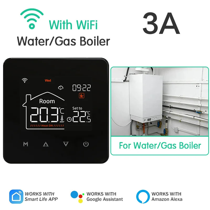 Tuya Smart Thermostat for Electric & Water Floor Heating, Gas Boiler WiFi Temperature Remote Controller – Works with Google & Alexa