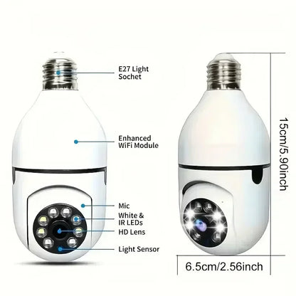 E27 Bulb 2.4G Wifi Surveillance Camera – APP-Controlled Rotation & Full Color Night Vision