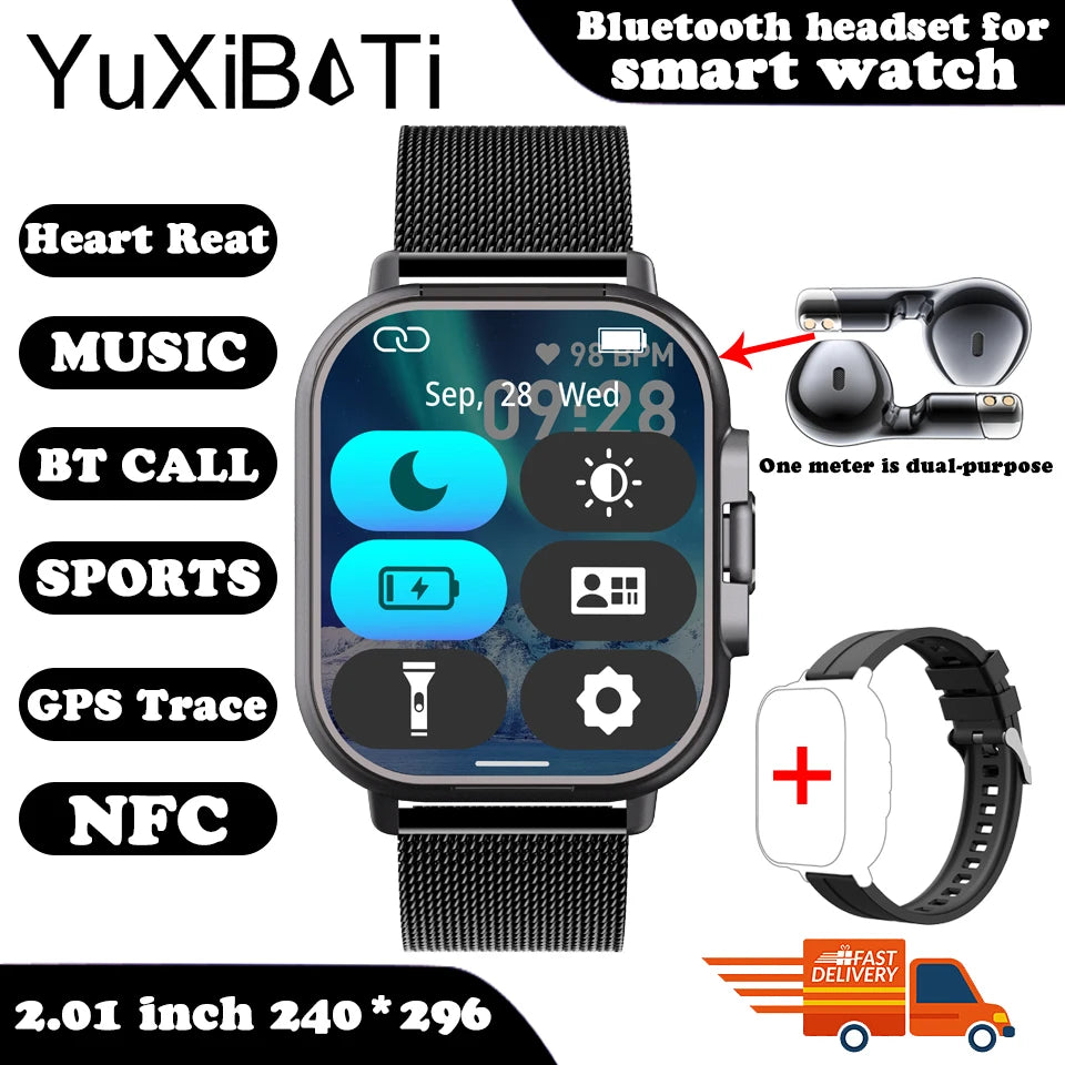 2024 2-in-1 Smart Watch with Earphone | Bluetooth Call, GPS, Heart Rate Monitor & Music Playback