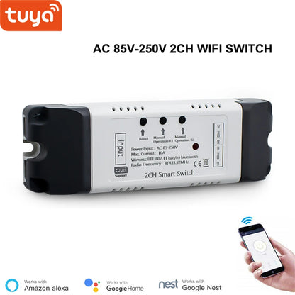 Tuya WiFi AC DC 7-32V 85-250V 12V 24V 220V 1/2/4 Channel Receiver – 10A 16A Relay for Wireless Control