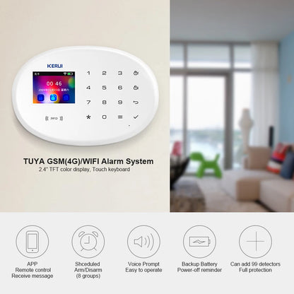 KERUI W202 Home Security Alarm Kit – WiFi GSM Alarm System, Tuya Smart Home, Door Sensor, Motion Detector, Protection, Remote Control