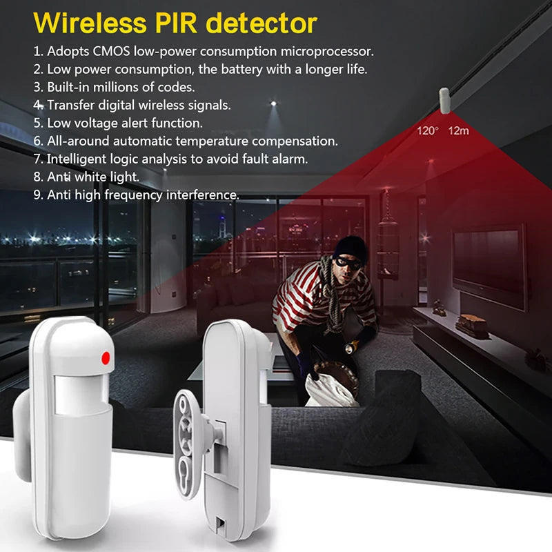 Home Burglar Security Alarm System Wireless Motion Sensor Detector Door Sensor Outdoor Siren Remote Control Work With Alarm Host