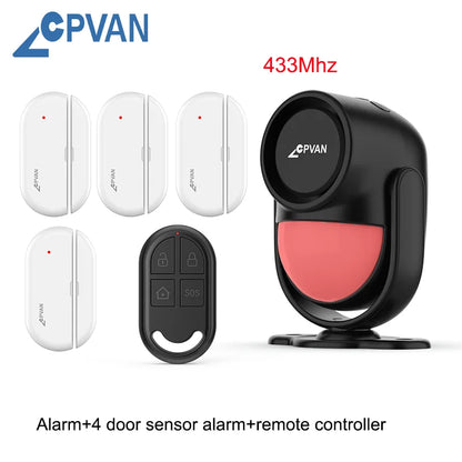 CPVAN Motion Detector for Home Burglary Security Protection – Wireless Motion Sensor with Door Sensor Alarm and Remote Control