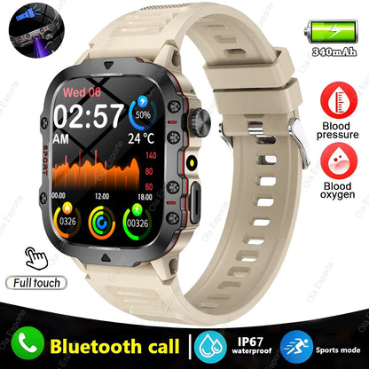 2025 Military Smart Watch for Men | IP68 Waterproof, 1.81" Screen, Fitness Tracker, BT Call, Outdoor Sports