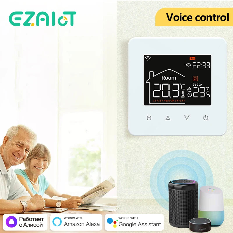 Tuya Smart Thermostat for Electric & Water Floor Heating, Gas Boiler WiFi Temperature Remote Controller – Works with Google & Alexa