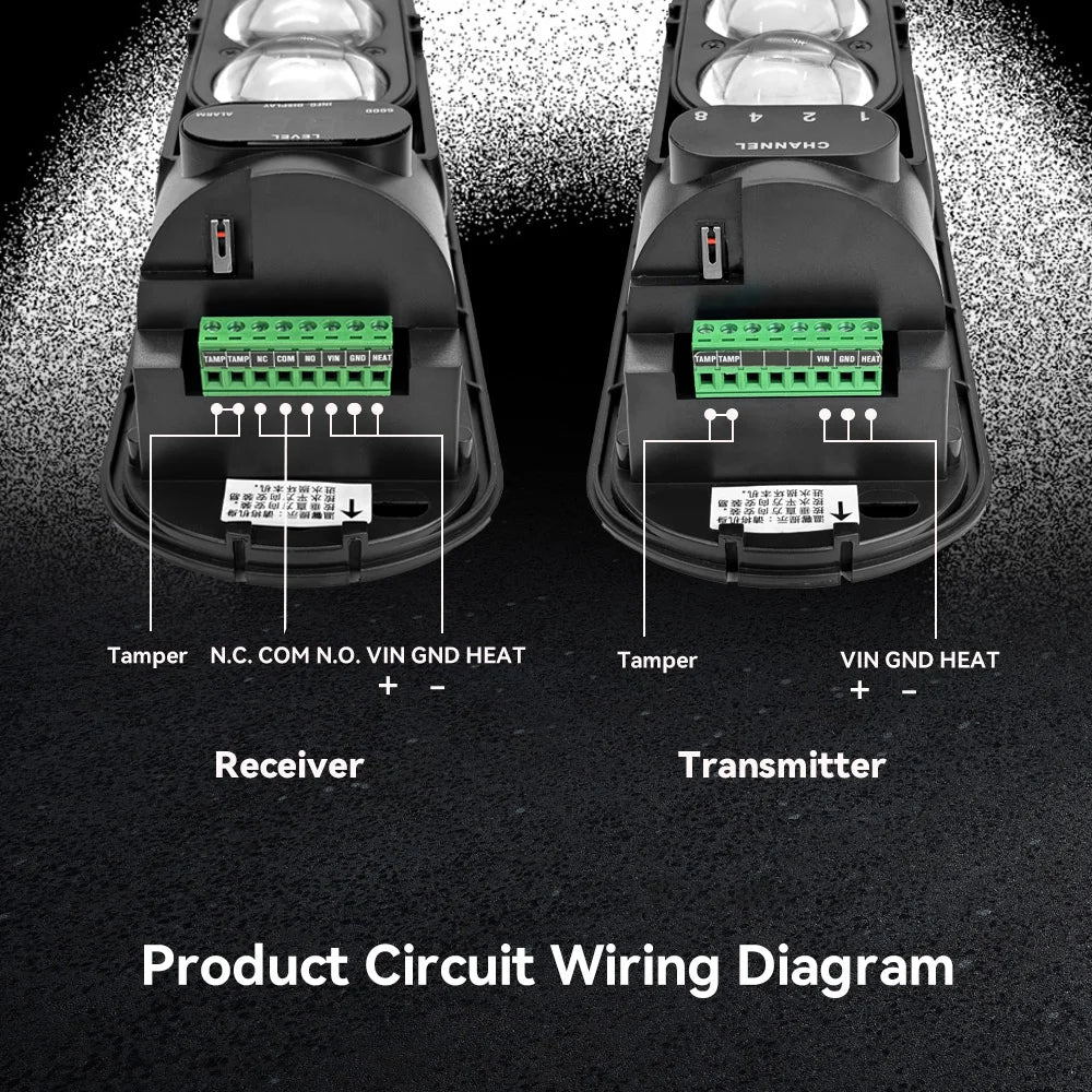 Meian Focus Wired Infrared Beam Detector, IP65 Waterproof Infrared Barrier Sensor