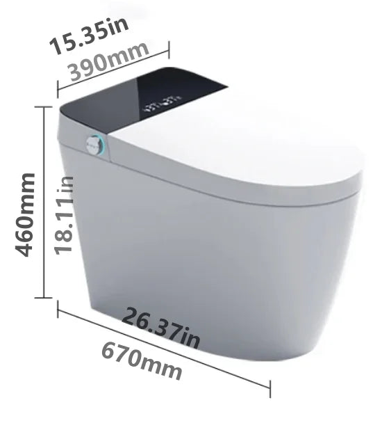 Smart Toilet with Bidet, Heated Seat, Auto Flush, Foot Sensor, and Remote Control