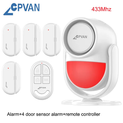 CPVAN Motion Detector for Home Burglary Security Protection – Wireless Motion Sensor with Door Sensor Alarm and Remote Control