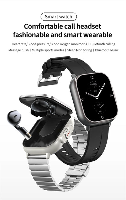 2024 2-in-1 Smart Watch with Earphone | Bluetooth Call, GPS, Heart Rate Monitor & Music Playback