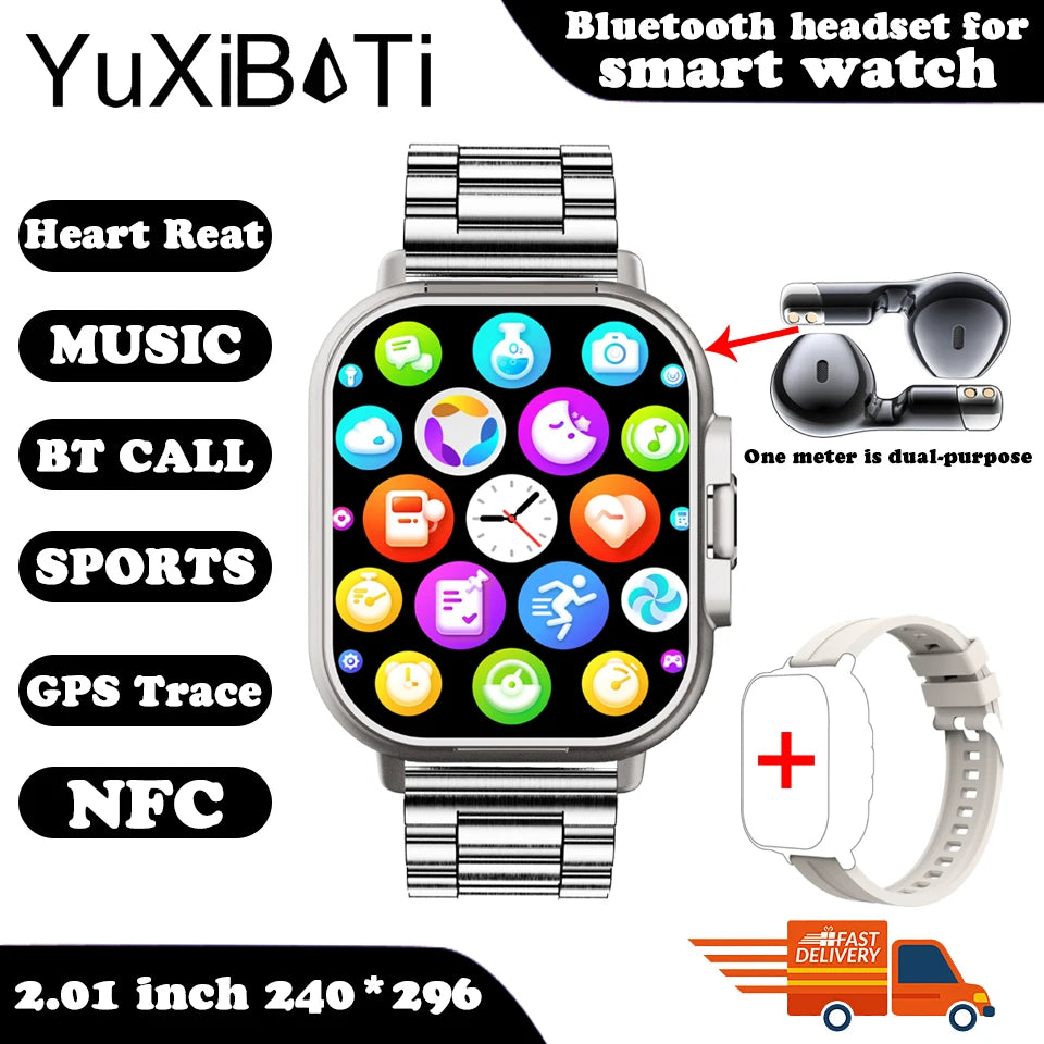 2024 2-in-1 Smart Watch with Earphone | Bluetooth Call, GPS, Heart Rate Monitor & Music Playback