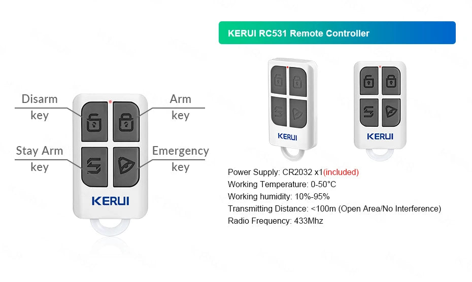 KERUI W202 Home Security Alarm Kit – WiFi GSM Alarm System, Tuya Smart Home, Door Sensor, Motion Detector, Protection, Remote Control