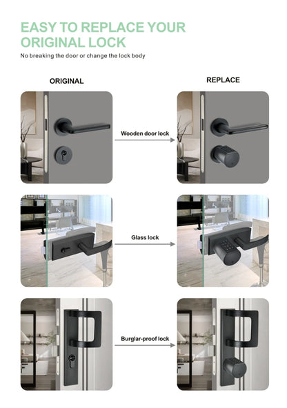 Tuya Fingerprint Cylinder Electronic Smart Door Lock with Digital Keypad, Code, and Key Card