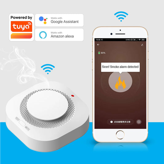 مستشعر كاشف الدخان Tuya ZigBee WiFi – إنذار 80 ديسيبل، حماية من الحرائق