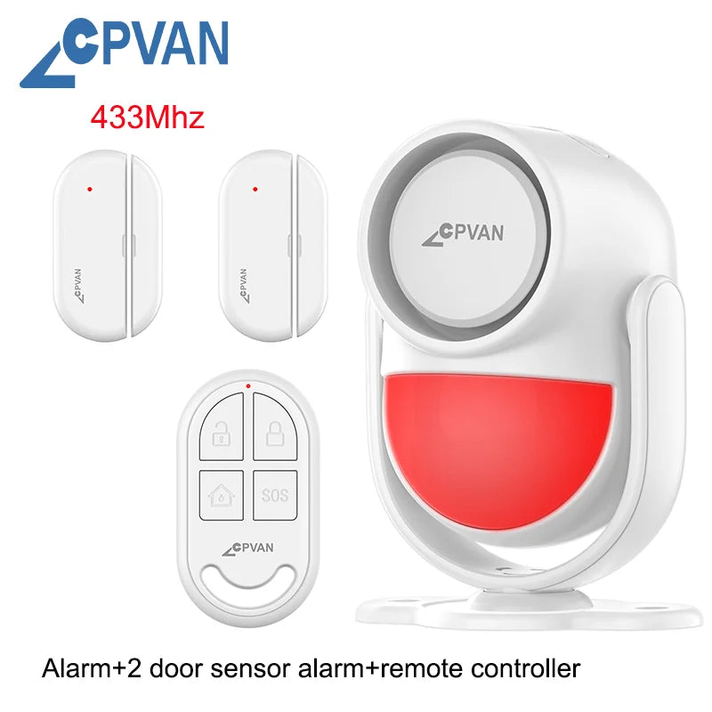 CPVAN Motion Detector for Home Burglary Security Protection – Wireless Motion Sensor with Door Sensor Alarm and Remote Control