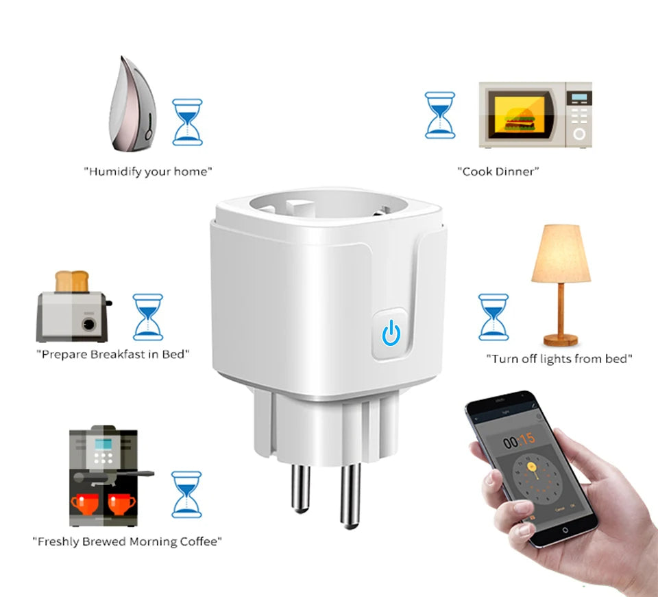 16A Tuya Smart Wi-Fi Socket EU Plug | Power Monitoring & Voice Control with Alexa & Google Home