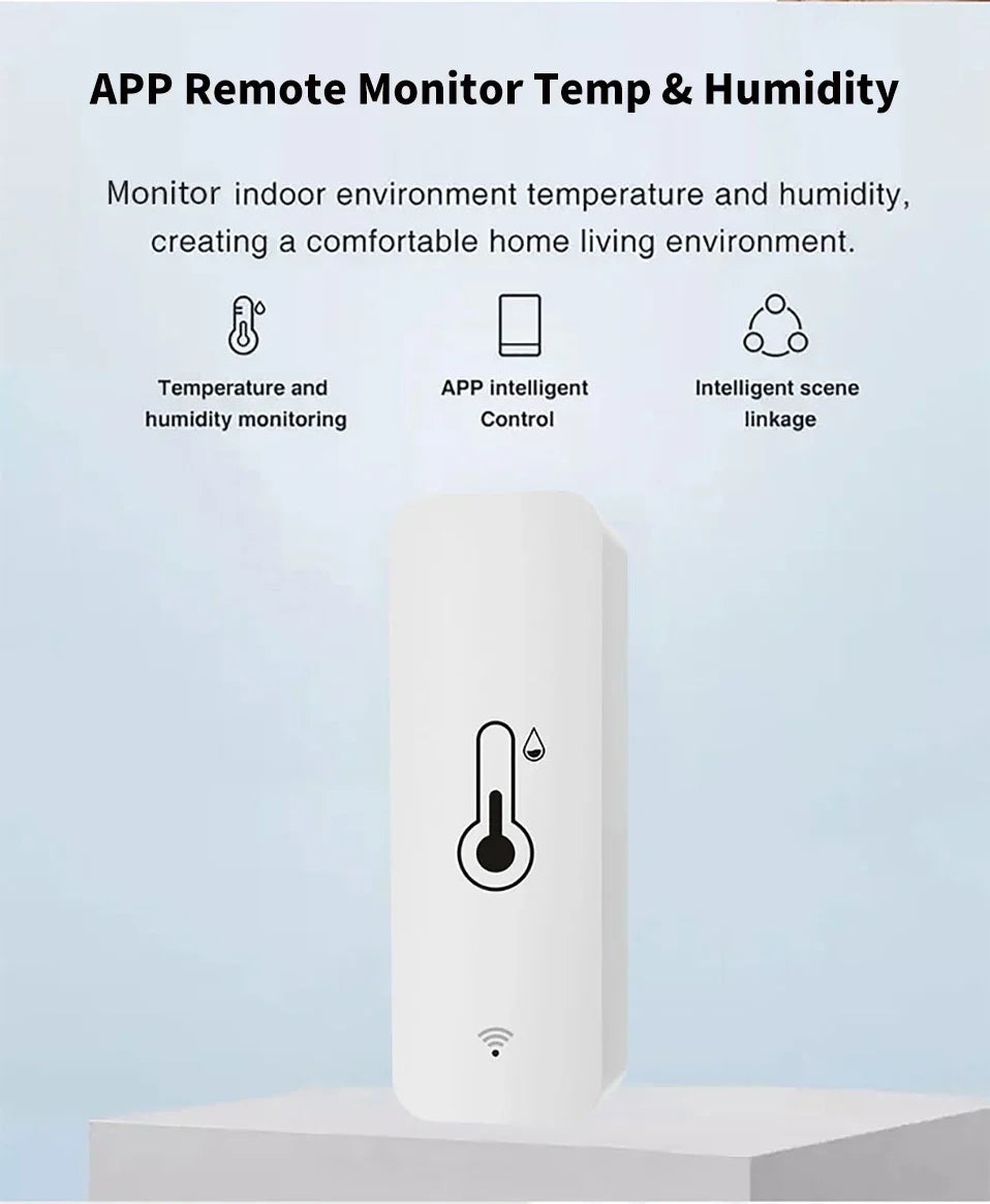 Tuya ZigBee WiFi Temperature and Humidity Sensor – APP Remote Monitoring, Works with Alexa & Google Assistant