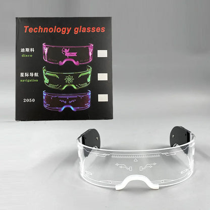 LED Visor Glasses – Light Up Cyberpunk Sunglasses for New Year, Robot Cosplay, and Parties