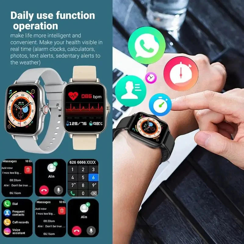 2024 Smart Watch with Bluetooth Call, Blood Oxygen & Pressure Monitoring | 1.44" Color Screen, For Women & Men