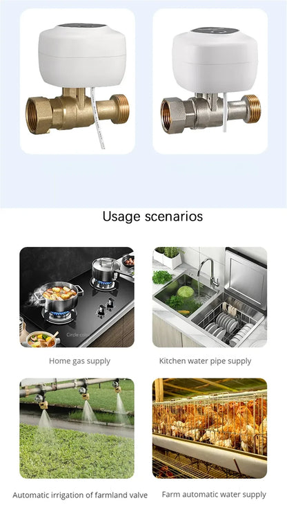 eWelink WiFi Smart Valve Water Gas Shutoff Automated Ball Valve DN15/DN20/DN25 Wireless Control for Alexa, Google, Alice