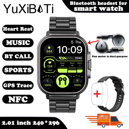 2024 2-in-1 Smart Watch with Earphone | Bluetooth Call, GPS, Heart Rate Monitor & Music Playback