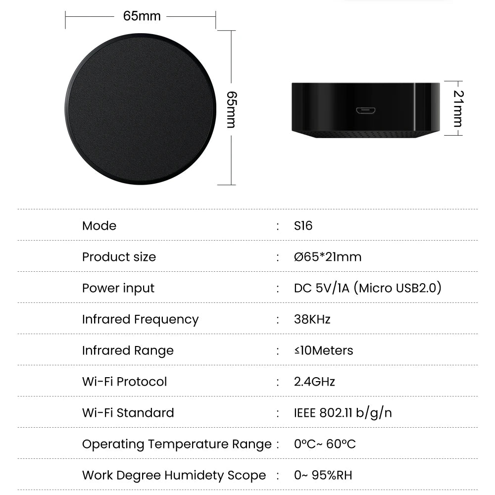 AVATTO Tuya WiFi Smart IR/RF Remote Control for Smart Home for TV, Air Condition, Works with Alexa, Google Home