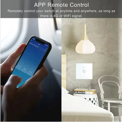 WiFi Smart Switch EU Light Wall Touch Switch 220V No Neutral Wire Required, Works with Alexa & Google Home