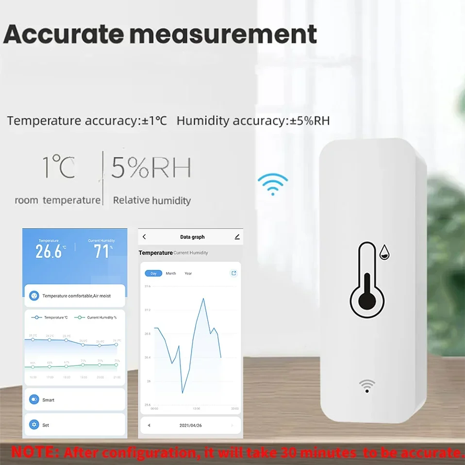 مستشعر درجة الحرارة والرطوبة Tuya ZigBee WiFi - مراقبة عن بعد عبر التطبيق، يعمل مع Alexa وGoogle Assistant