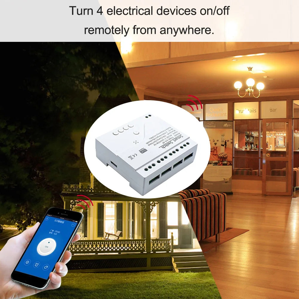 Tuya WiFi AC DC 7-32V 85-250V 12V 24V 220V 1/2/4 Channel Receiver – 10A 16A Relay for Wireless Control