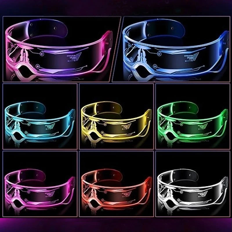 LED Visor Glasses – Light Up Cyberpunk Sunglasses for New Year, Robot Cosplay, and Parties