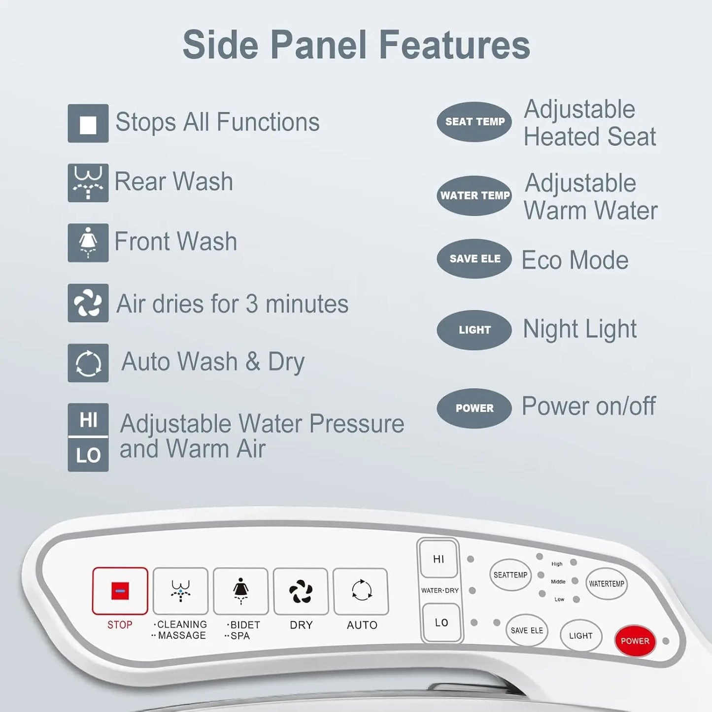 ZMA102D Bidet Toilet Seat, Round Smart Unlimited Warm Water, Vortex Wash, Electronic Heated, Warm Air Dryer, Rear and Front Wash