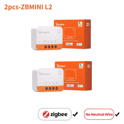 مفتاح SONOFF Mini R4/ZBMINI L2 الذكي Zigbee/Wi-Fi – تحكم ثنائي الاتجاه للمنزل الذكي، يعمل مع Alexa وGoogle Home وYandex Alice