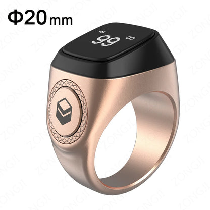 IQibla M02 Metal Alloy Tasbih Smart Ring for Muslims Tasbeeh Digital Zikr Counter 5 Prayer Time Reminder Bluetooth Waterproof