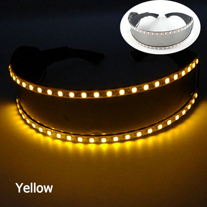 LED Visor Glasses – Light Up Cyberpunk Sunglasses for New Year, Robot Cosplay, and Parties