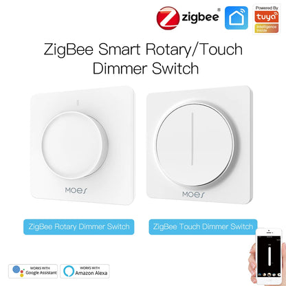 New ZigBee Smart Rotary/Touch Light Dimmer Switch Smart Life/Tuya APP Remote Control Works with Alexa Google Voice Assistants EU