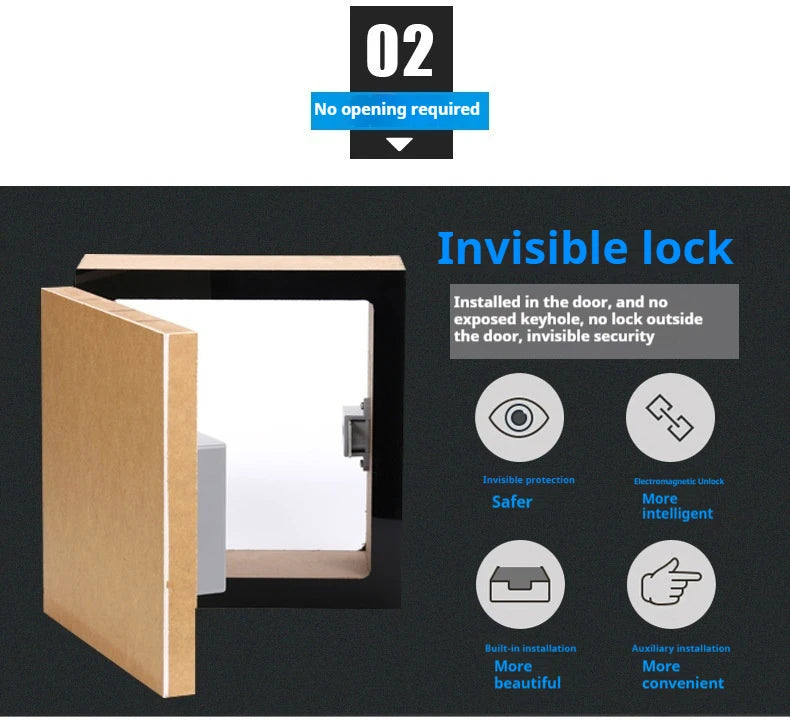 Invisible No-Drill Cabinet Lock – Smart Electronic Sensor Lock for Wardrobes and Cabinets