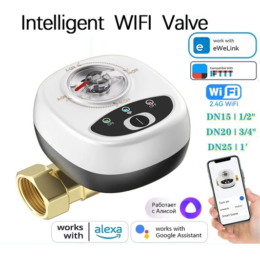 eWelink WiFi Smart Valve Water Gas Shutoff Automated Ball Valve DN15/DN20/DN25 Wireless Control for Alexa, Google, Alice