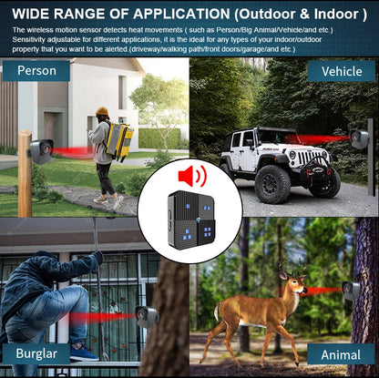 IP65 Waterproof Wireless Driveway Alarm With PIR Motion Sensor Detector Up To 800 Meters Detect Range