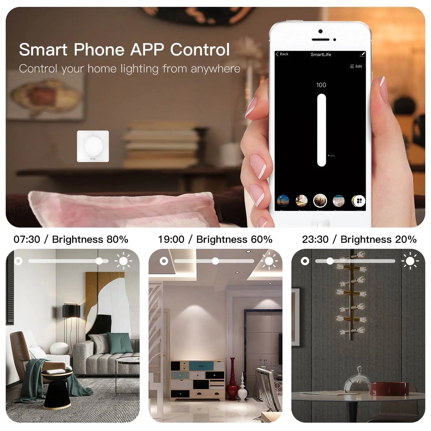 مفتاح تعتيم الإضاءة الذكي الجديد ZigBee دوار/لمسي يعمل مع تطبيق Smart Life/Tuya للتحكم عن بعد ويعمل مع Alexa ومساعدي Google Voice في الاتحاد الأوروبي